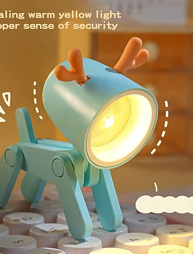  mini lampada da scrivania a led adorabile lampada da libro a forma di cervo/cane lampada da lettura per tastiera del computer portatile lampada da scrivania camera da letto luce notturna