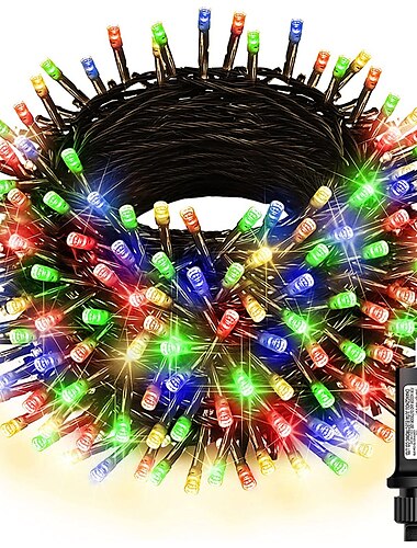  venkovní osvětlení vánočního stromku, vodotěsné 10-100 m led třpytivé světlo s 8 režimy, plug-in vánoční pohádková světla, vánoční okno zelený drátek sváteční dekorace