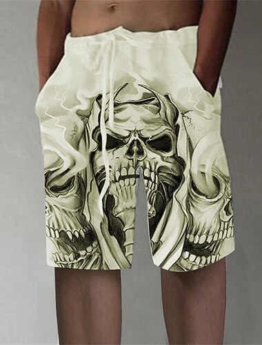  Pánské Lebky Grafické tisky Kraťasy Letní šortky Plážové šortky Středně vysoký pas Designové stylové Neformální / sportovní Outdoorové sporty Denní Elastický pas Straight-Leg Návrhář Oblečení