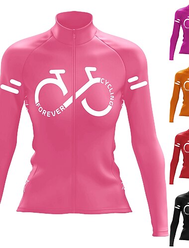  Mujer Maillot de Ciclismo Manga Larga Bicicleta Maillot Camiseta con 3 bolsillos traseros MTB Bicicleta Montaña Ciclismo Carretera Transpirable Secado rápido Dispersor de humedad Bandas Reflectantes