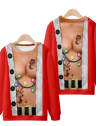  julenissen Maskerade Pullover Morsom julegenser 3D-utskrift Til Par Herre Dame Voksne Jul julaften Fest Jul