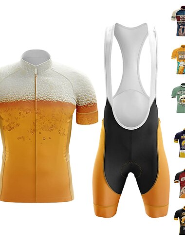  Voor heren Wielrenshirt met strakke shorts Korte mouw Bergracen Wegwielrennen Zwart Rood Marineblauw Oktoberfest bier Fietsen Sportoutfits 3D-pad Ademend Sneldrogend Achterzak Polyester Spandex Sport