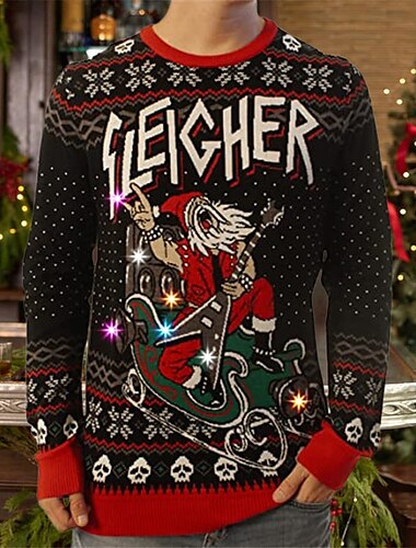  hässlicher Weihnachtspullover, lustige Pullover für Herren, hält warm, moderner, zeitgenössischer Weihnachtsmann-Pullover, gestrickter Silvesterpullover, für die Arbeit, den Alltag, lange Ärmel,