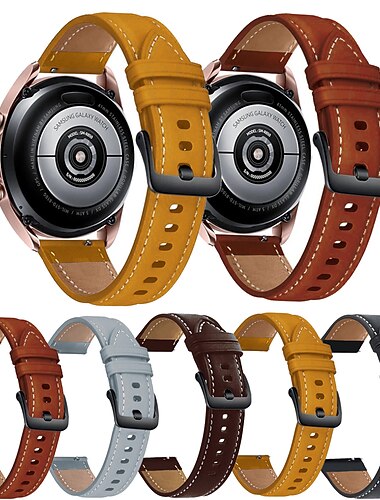  Ремешок для часов для Samsung Watch 3 45mm, Galaxy Wacth 46mm, Gear S3 Classic / Frontier, Gear 2 Neo Live Натуральная кожа Замена Ремень 22mm Браслет