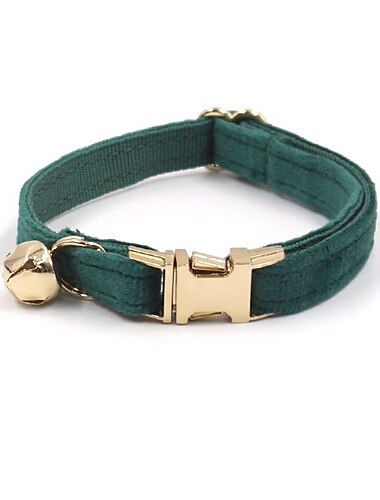  Grünes Samt-Haustierhalsband, süßes Katzenhalsband kann graviert werden, um den Verlust des Katzenhalsbands zu verhindern