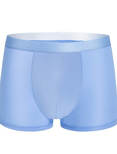  Herren 3 Pack Unterwäsche Kurze Boxershorts Unterwäsche Grundlegendes Höschen Unterwäsche Boxer Eis-Seide Atmungsaktiv Weich Einfarbig Mittlere Taillenlinie Schwarz Hellgrün