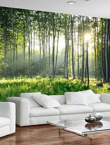  landschap behang mural groen bos wandbekleding sticker schil en stok verwijderbare pvc/vinyl materiaal zelfklevend/lijm vereist muur decor voor woonkamer keuken badkamer