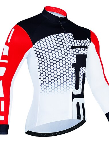  Voor heren Wielrenshirt Honingraat Lange mouw Fietsen Shirt Kleding Bovenlichaam met 3 achterzakken Bergracen Wegwielrennen Sneldrogend Reflecterende strips Achterzak Vochtregelerend Sport Zwart Wit