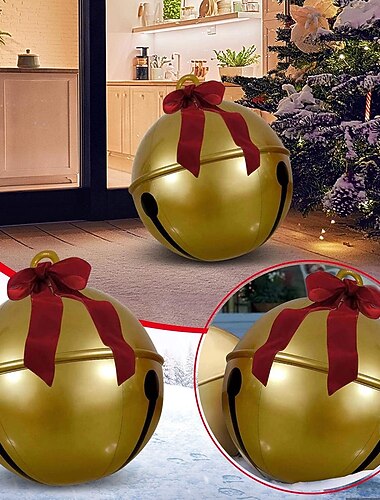  クリスマス 屋外用 インフレータブル デコレーション ボール 60cm(23.6インチ) クリスマス 巨大 飾り 木 庭 芝生 ガーデン ポーチ用 膨らませるボール 飾り ポンプ付き