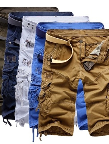  Voor heren Cargoshorts Korte broek Wandelshorts Zak Effen Comfort Draagbaar Kuitlengte Werk Casual Dagelijks Modieus Streetwear Leger groen Zwart