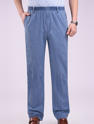  Herren Hose Hosen Sommerhosen Strandhose Freizeithose Elastische Taille Glatt Komfort Atmungsaktiv Casual Täglich Strassenmode Baumwollmischung Sport Modisch Lockere Passform Blau Grün Mikro-elastisch