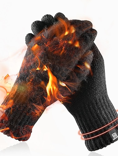  Муж. 1 пара Зимние Перчатки Вязаные перчатки Для офиса На открытом воздухе Перчатки Стильные Противоскользящий Однотонный Черный Серый