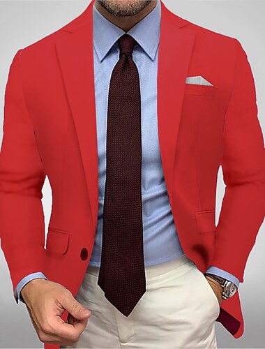  Herren Blazer Jacke Sportjacke Casual Einheitliche Farben Schwarz Weiß Gelb Standard Passform Einfachreihig Ein-Knopf