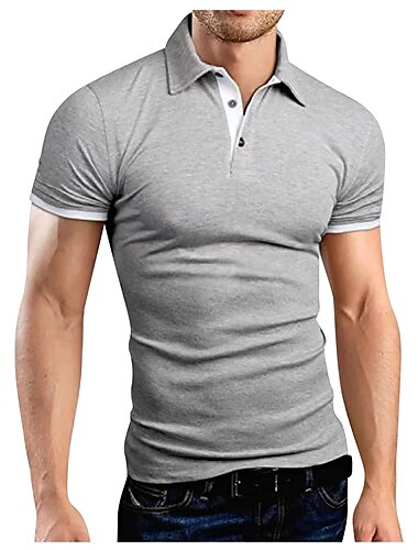  Herren T Shirt Poloshirt Golfhemd Umlegekragen Brautkleider schlicht Weich Atmungsaktiv Kurzarm Apfel Grün Goldgelb Meerblau Schwarz Weiß Rosa Feste Farbe Glatt Übergröße Umlegekragen Strasse Casual