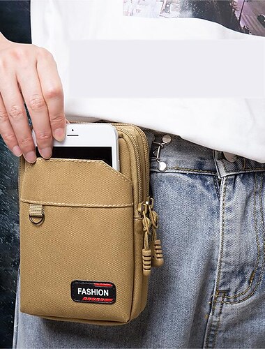  Homme Porte-Monnaie Sac de téléphone portable Porte-cartes de crédit Tissu Oxford Extérieur du quotidien A Fleur 098 Vertical Monocouche Noir + Mousqueton 098 Vertical Single Layer Army Green