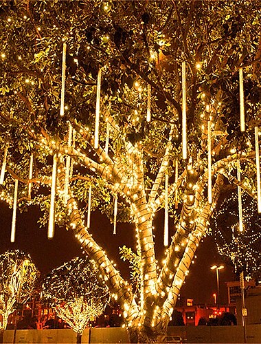  lluvia de meteoritos luces de lluvia 8pcs 30cm tubos al aire libre 11.8 pulgadas carámbano nevadas luz para la decoración de navidad decoración led caída de la cadena de luz