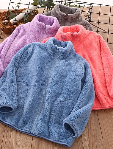  Παιδιά Αγορίστικα Μπουφάν fleece Εξωτερικά ενδύματα Συμπαγές Χρώμα Μακρυμάνικο Φερμουάρ Παλτό ΕΞΩΤΕΡΙΚΟΥ ΧΩΡΟΥ Βαμβάκι Μοντέρνα Καθημερινά Θαλασσί Βυσσινί Ανθισμένο Ροζ Χειμώνας Φθινόπωρο 7-13 ετών
