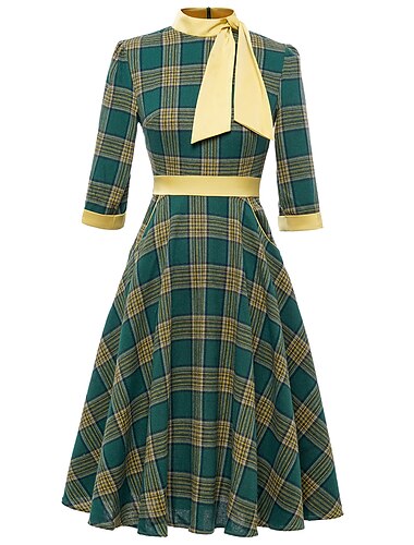  retro vintage 1950-es évek vakációs ruha flare ruha női jelmez vintage cosplay napi viselet 3/4 hosszú ujjú ruha karneváli
