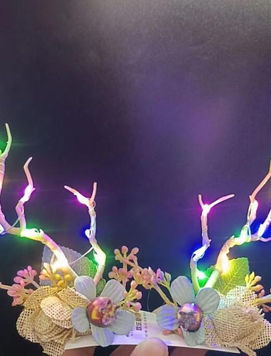  χριστουγεννιάτικες κορδέλες led light up κέρατα τάρανδος κρίκοι μαλλιών λουλούδια μούρα κορδέλα μαλλιών λαμπερά αξεσουάρ μαλλιών για κοστούμι χριστουγεννιάτικου πάρτι