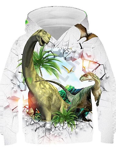  Lapset Poikien Huppari Dinosaurus Pitkähihainen Syksy Talvi Aktiivinen Muoti Puuvilla Kausaliteetti