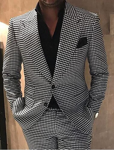  De los hombres Boda Trajes Negro Rojo Color sólido Estándar Juego de 2 piezas Recto 2 botones