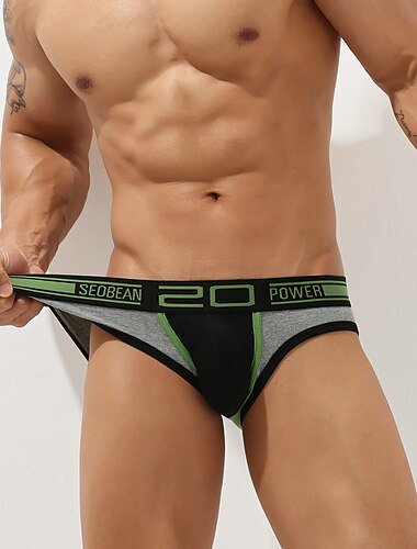  Per uomo 1 PC Slip Stampa Elastene Misto poliestere e cotone Lavabile Comodo Color Block A vita bassa Bianco Grigio scuro