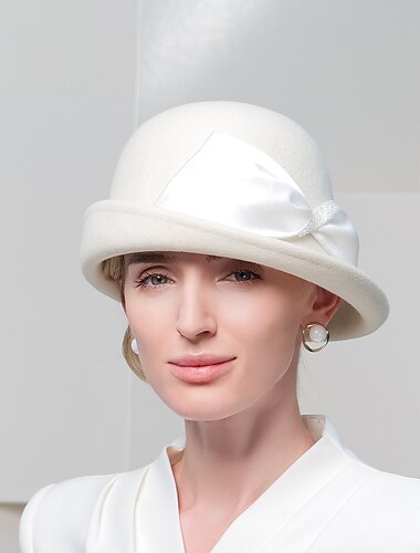  dámské svatební čepice elegantní vlněné čepice se saténovou mašlí na čajový dýchánek dámské pokrývky hlavy