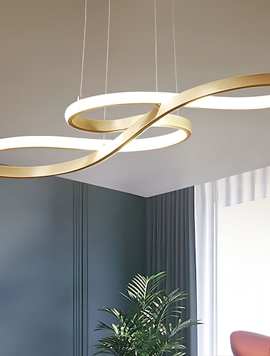  Lámpara colgante de acrílico regulable de 1 luz de 75 cm Lámpara de araña LED Diseño de nota ajustable Moderno para la iluminación de la sala de estar del hogar solo regulable con control remoto