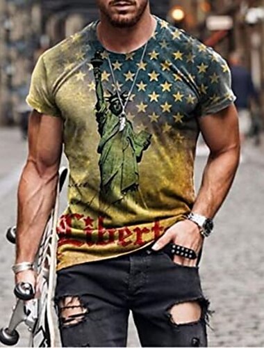  Veteranstag Herren Patriot Patriotic Veteran Grafik Amerikanische Flagge Nationalflagge Shirt T-Shirt Tee Abgenutztes T-Shirt Kurzarm T-Shirt 3D Druck Crew Neck Shirt Designer Basic Slim Fit Freizeit