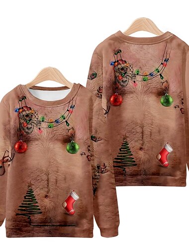  julenissen Maskerade Pullover Morsom julegenser 3D-utskrift Til Par Herre Dame Voksne Jul julaften Fest Jul