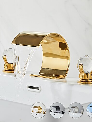  Wastafel kraan - Waterherfst Galvanisch verzilveren 3-gats kraan Twee handgrepen drie gatenBath Taps / Messing