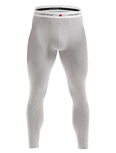  Hombre Long Johns Ropa interior térmica Pantalones Térmicos Color puro Básico Sencillo Hogar Diario Licra Templado Transpirable Pantalón largo Pantalón Cintura elástica Invierno Otoño Negro Gris
