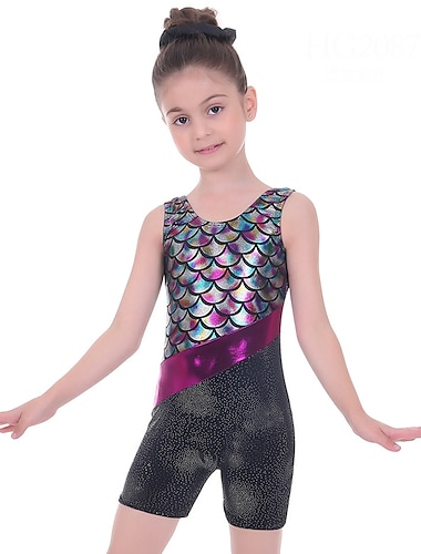  Kids' Dancewear Ballet Leotard / Onesie Printing Splicing Girls' Performance Training Sleeveless High Polyester