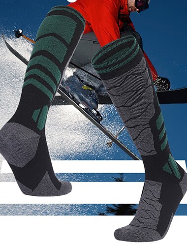  Herren Wandersocken Skisocken Sportsocken Winter Außen Windundurchlässig Warm Atmungsaktiv Rasche Trocknung Socken Gras-Grün Cai Lan Dunkelgrün für Jagd Skifahren Angeln