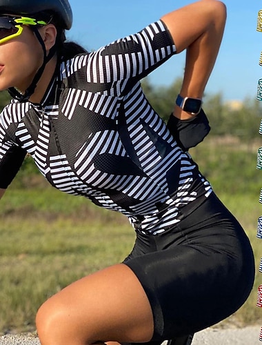  Mujer Maillot de Ciclismo Manga Corta Bicicleta Maillot Camiseta con 3 bolsillos traseros MTB Bicicleta Montaña Ciclismo Carretera Transpirable Secado rápido Dispersor de humedad Bandas Reflectantes