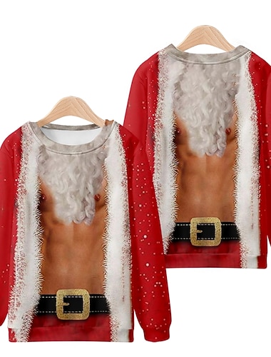  3D-Druck Maskerade Pullover Lustiges Weihnachts-Sweatshirt Weihnachtsmann für Paar Herren Damen Erwachsene  für Weihnachten Heiligabend Weihnachten Party