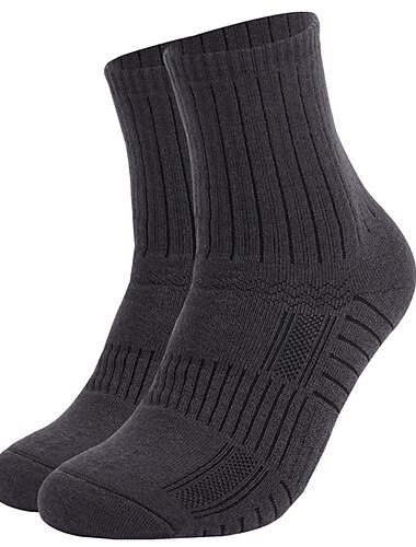  Herren Damen Wandersocken Skisocken Sportsocken Winter Außen Windundurchlässig Warm Atmungsaktiv Rasche Trocknung Socken Feste Farbe Merino Wolle Schwarz Hellgrau Grau für Jagd Skifahren Angeln