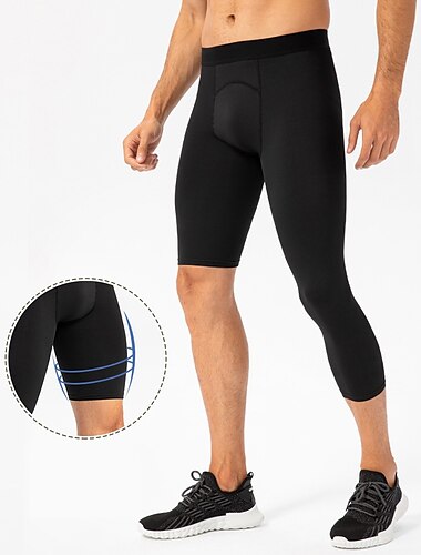  Hombre Leggings Running Capa base Una pierna Alta cintura Capa base Exterior Ropa Deportiva Licra Transpirable Secado rápido Suave Aptitud física Entrenamiento de gimnasio Corriendo Ropa de deporte
