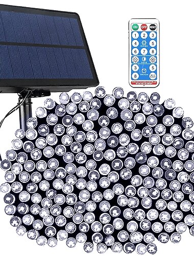  led solar julelys lyser udendørs vandtæt 100m 334.5ft 1000led/50m 171ft 500 led solar julelys med fjernbetjening8 modes vandtætte terrasselys til juletræ gårdhave havefest indretning
