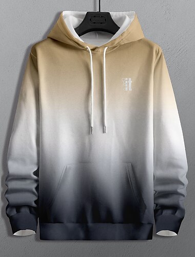  Męskie Kolorowy blok Wzory graficzne Bluza z Kapturem Z kapturem Bluzy Bluza z kapturem Długi rękaw Bluza z kapturem Kaptur Moda miejska Druk 3D Codzienny Sport Żółty Rumiany róż Nadruk Wiosna i
