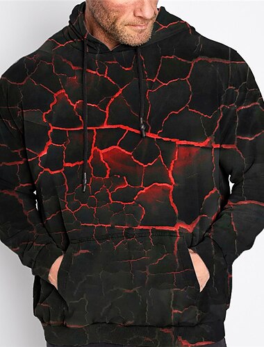  Herr Plusstorlekar Pullover Hoodie Sweatshirt Stor och lång 3D-utskrift Huva Ficka Långärmad Vår & Höst Mode Streetwear Grundläggande Bekväm Arbete Dagliga kläder Blast