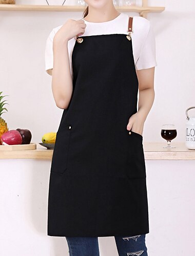  vandtæt kokkeforklæde til kvinder og mænd, køkkenforklæde, personligt haveforklæde med lomme, arbejdsforklæde i bomuldslærred med kryds ryg, kraftig justerbar