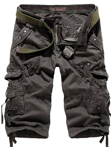  Herren Cargo Shorts Kurze Hosen Capri-Shorts Caprihose Kurze Hose für Wanderer Multi Pocket Glatt Komfort Atmungsaktiv Wadenlänge Casual Täglich Strassenmode Sport Modisch Armeegrün Wein