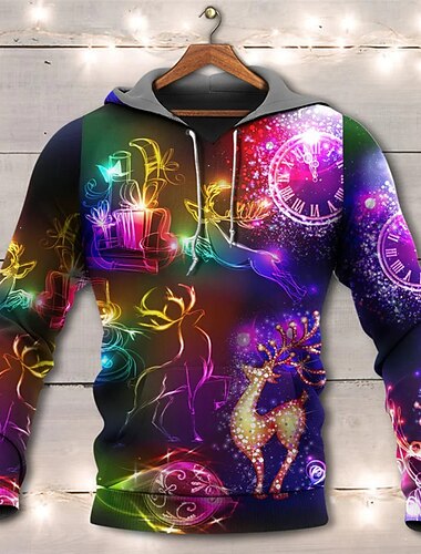  sweat à capuche de Noël sweat à capuche pour homme sweat à capuche pour homme sweat à capuche vert bleu violet imprimés graphiques à capuche imprimé moche quotidien sports imprimé 3D streetwear