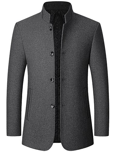  Herren Wintermantel Wollmantel Mantel Geschäft Freizeitskleidung Winter Wolle warm Draussen Oberbekleidung Bekleidung Modisch Warm-Ups Einfarbig Tasche Stehkragen Einreihiger Verschluss