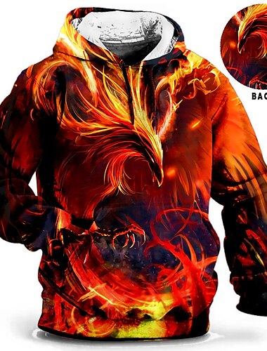  Herr Plusstorlekar Pullover Hoodie Sweatshirt Stor och lång 3D-utskrift Huva Ficka Långärmad Vår & Höst Mode Streetwear Grundläggande Bekväm Arbete Dagliga kläder Blast