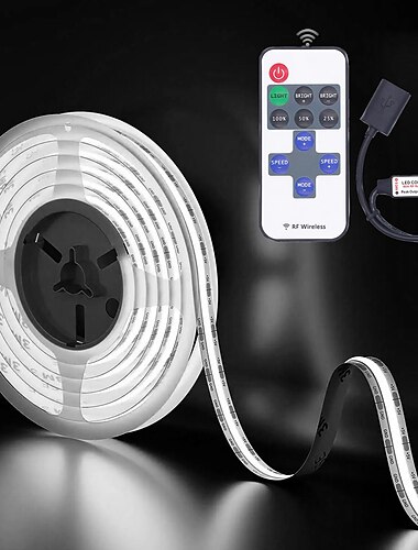  luci di striscia led cob usb 5v 1-4m dimmerabile 300led / m cri85 con telecomando rf retroilluminazione tv nastro flessibile lampada sotto l'armadio per illuminazione fai da te in camere da letto