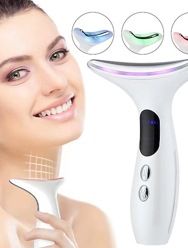 EMS Microcurrent Face Neck Beauty Device LED Photon Firming Rejuvenation Anti Wrinkle Thin Double Chin Skin Care Facial Massager