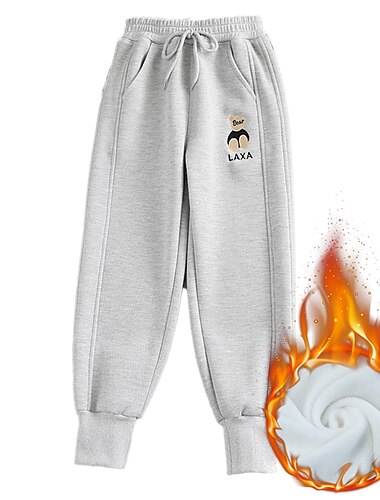  kinderkleidung Jungen Jogginghose Hose Bär warm halten Hose Outdoor Täglich Schwarz Grau Mittlere Taille
