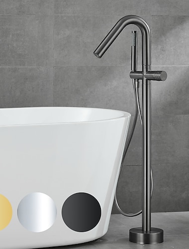  robinet de baignoire montage au sol remplisseur de baignoire autoportant en laiton robinets de douche à haut débit avec mitigeurs de douche à main bec pivotant